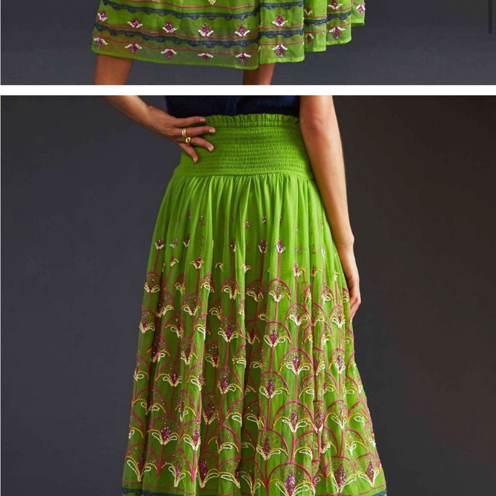 Anthropologie beaded beautiful midi tulle holiday ❄️❄️dress - Picture 5 of 6